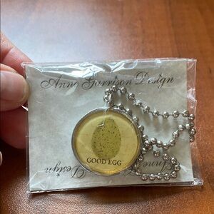 Unique NIB NWT necklace charm good egg kitchy artisan silver tone